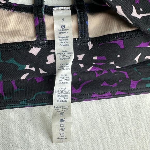 Lululemon Free Flow Sports Bra Shadow Wrap Multi Black workout yoga gym Size 6 - Picture 2 of 4